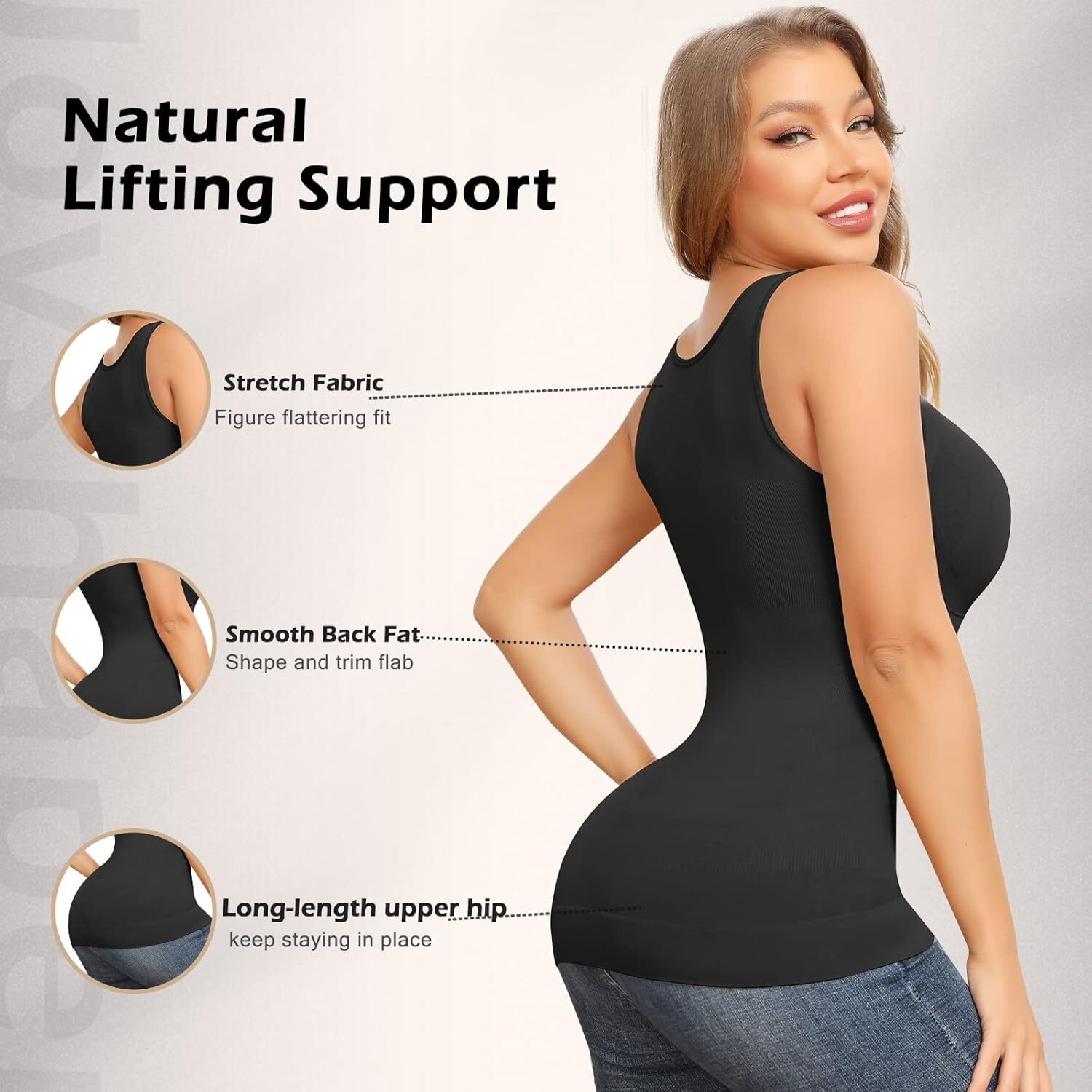 Shapewear Camisoles with Built in Bra Tummy Control Body Shaper Padded Tank Tops
