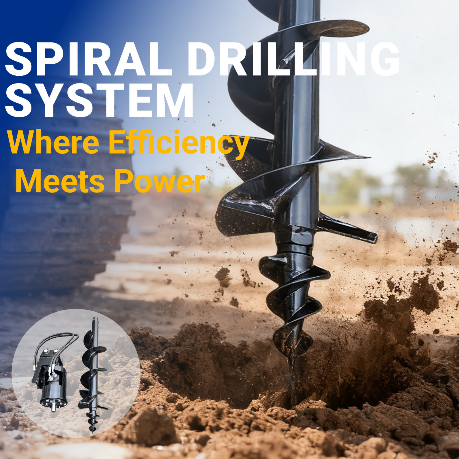 200mm Auger Drill with Hoses for 1-1.8 Ton Mini Excavator