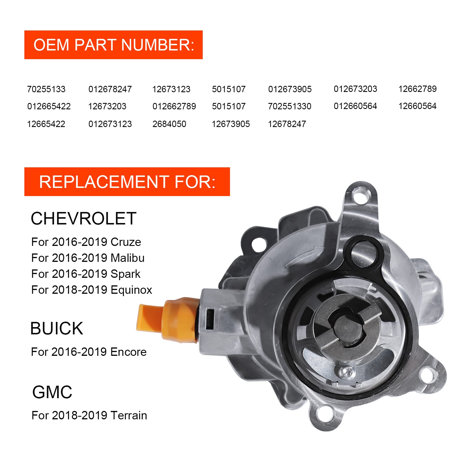 NEW Vacuum Pump Brake Booster For Chevrolet Malibu 1.5L 2016-2022 Equinox 1.5L