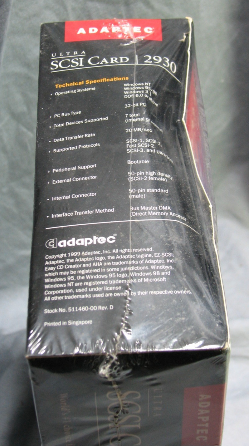 NEW Sealed Adaptec 2930 Ultra SCSI PCI Host Adapter 32bit 20MBs FREE SHIP NOS