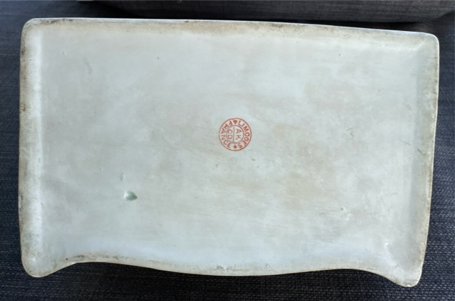 antique c. 1900 AK CD LIMOGES gilt porcelain letter holder desktop accessory