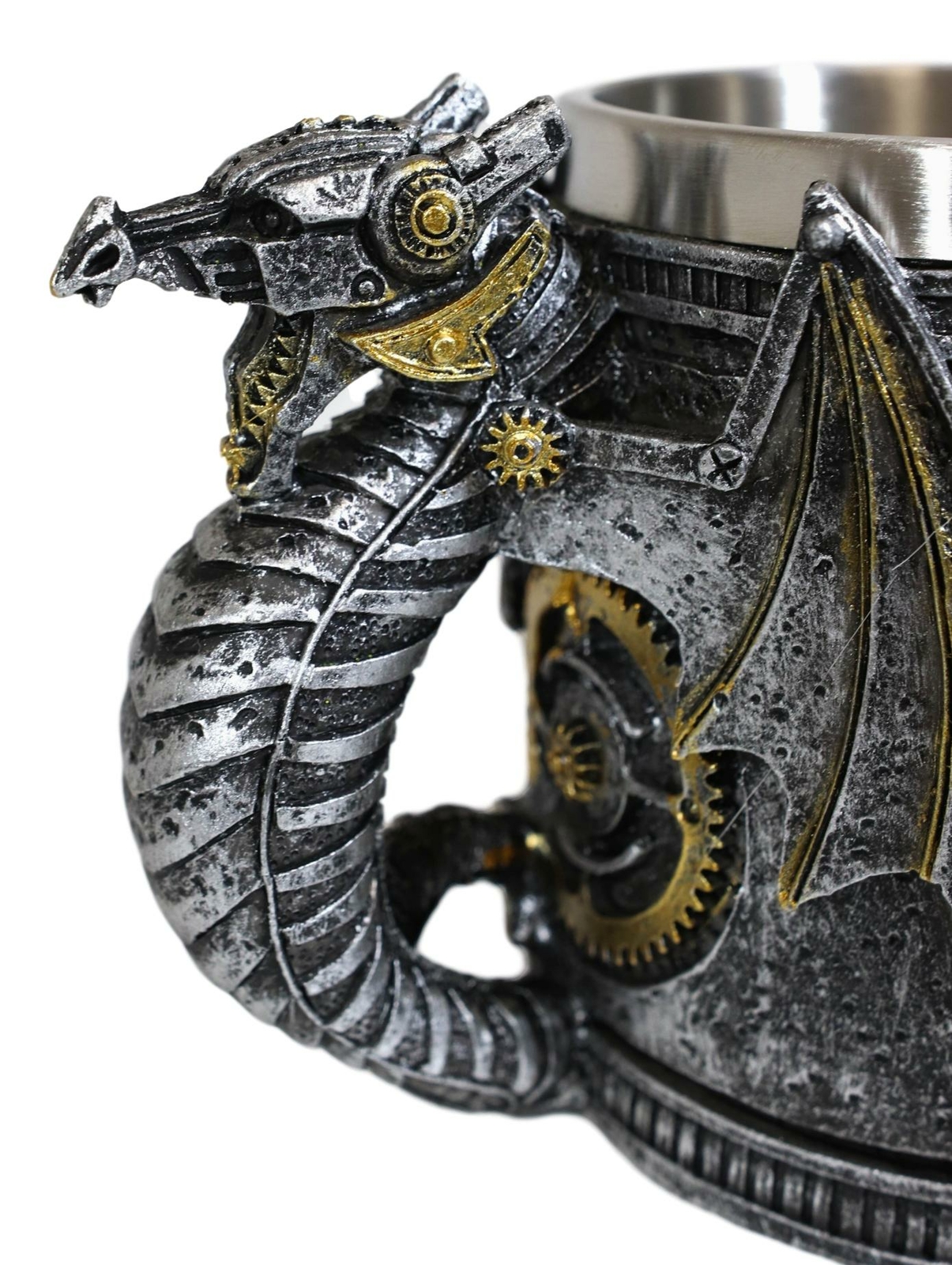 Silver Surfer Steampunk Cyborg Robotic Dragon Beer Stein Tankard Coffee Cup Mug