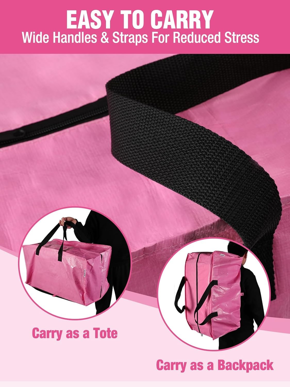 WORKPRO 4PC Heavy-Duty Extra Large Moving Bag Storage Tote w/Zipper Carry Handle