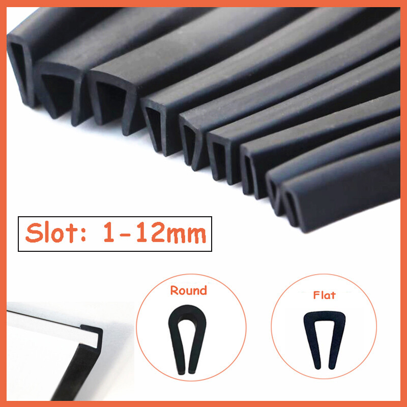 Edging Protection Frame Profile Rubber Trim Seal Flat Round U Shaped Slot 1-12mm
