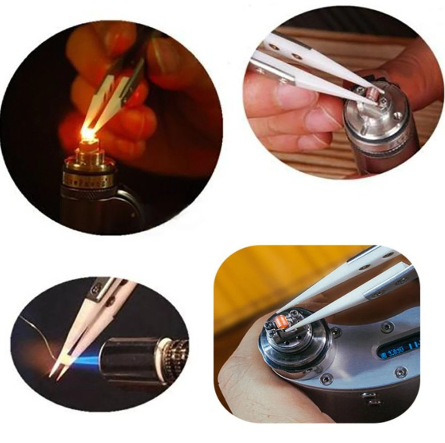 1pc Ceramic Tipped Stainless Steel Tweezers Heat-Resistant Precision Tool - NEW