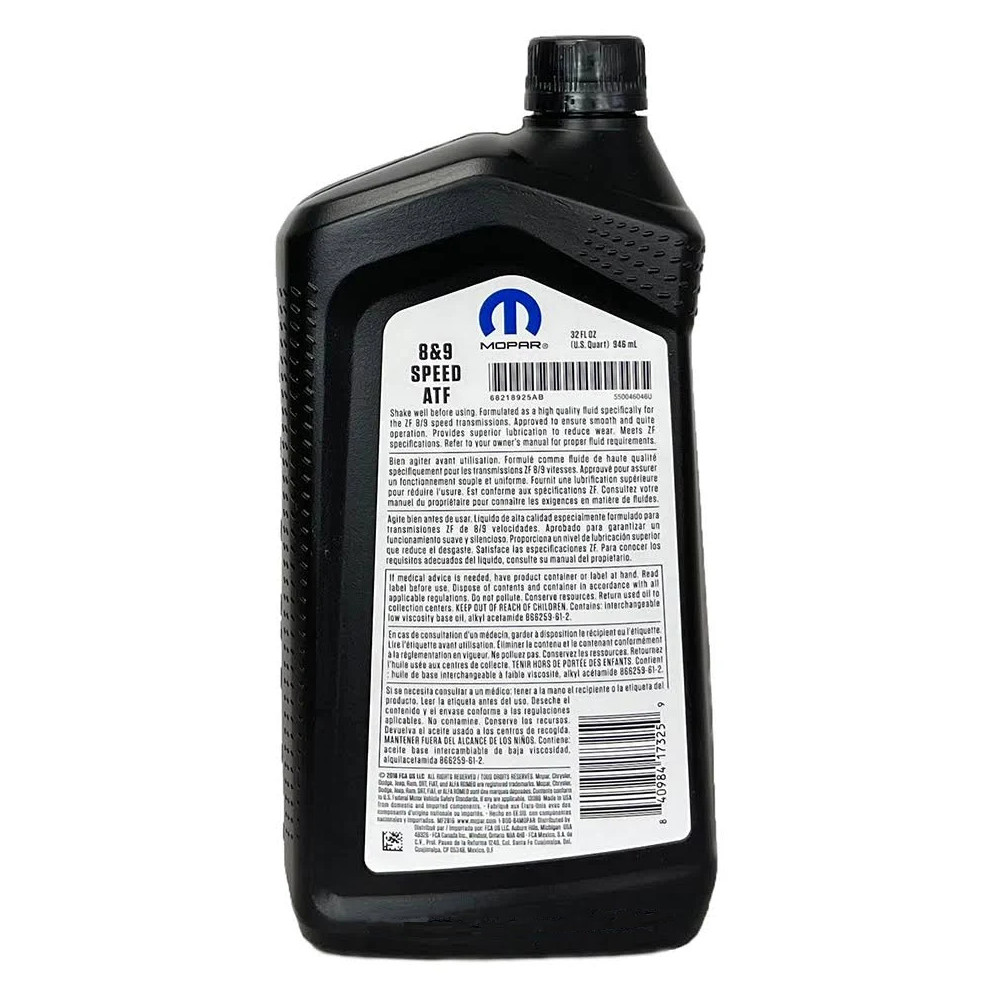 Mopar 68218925AB 8&9 Speed ATF Automatic Transmission Fluid- 6 Quarts