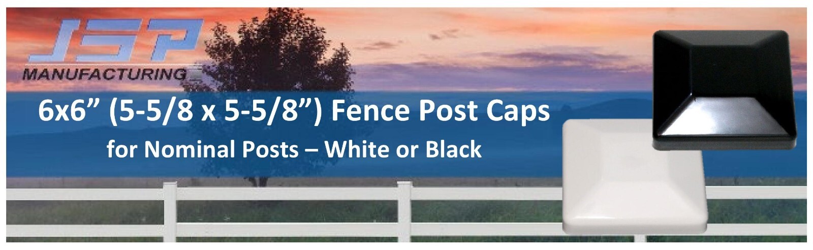 Plastic Fence Post Black Caps 6X6 (5-5/8" x 5-5/8")