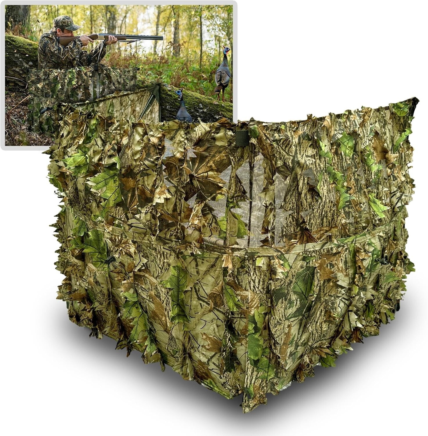 AYIN 3D Leaf Hunting Ground Blind 3-Panel Stalker Blind for Turkey/Deer Hunting