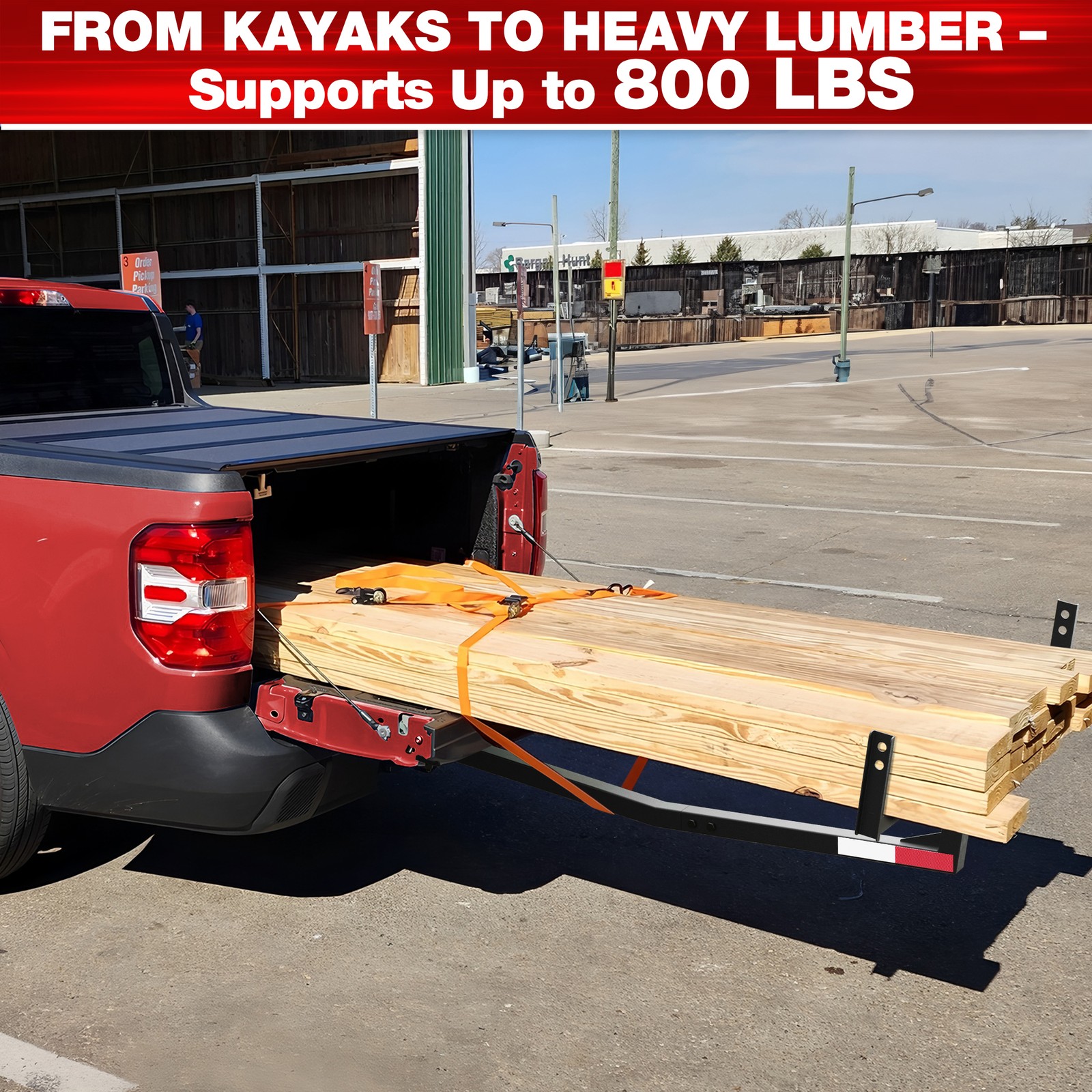 800lbs Load Extender Truck Hitch Support Haul Ladder Lumber Rack Roof Tailgate