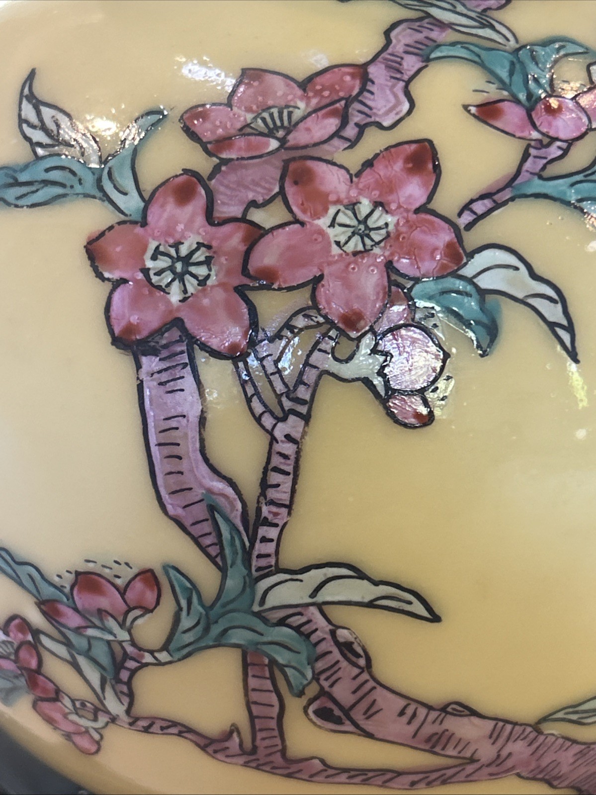 Vtg Chinese Famille Floral Birds Gourd Shaped Porcelain Vase