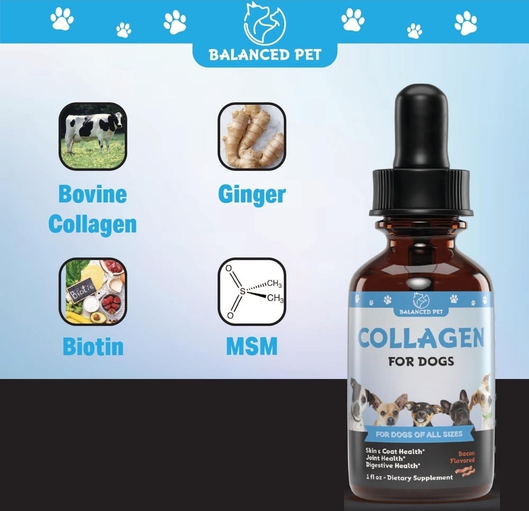 Collagen for Dogs - Skin and Coat for Dogs, Dog Liquid Collagen, Collagen for...