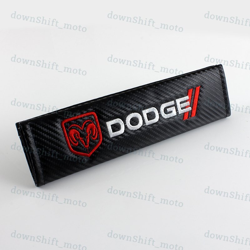 1 SET Carbon Look Embroidery Seat Belt Cover Shoulder Pads for Dodge RAM Charger