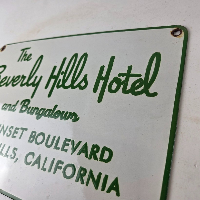 Vintage Beverly Hills Hotel Porcelain Sign - Sunset Boulevard Sign