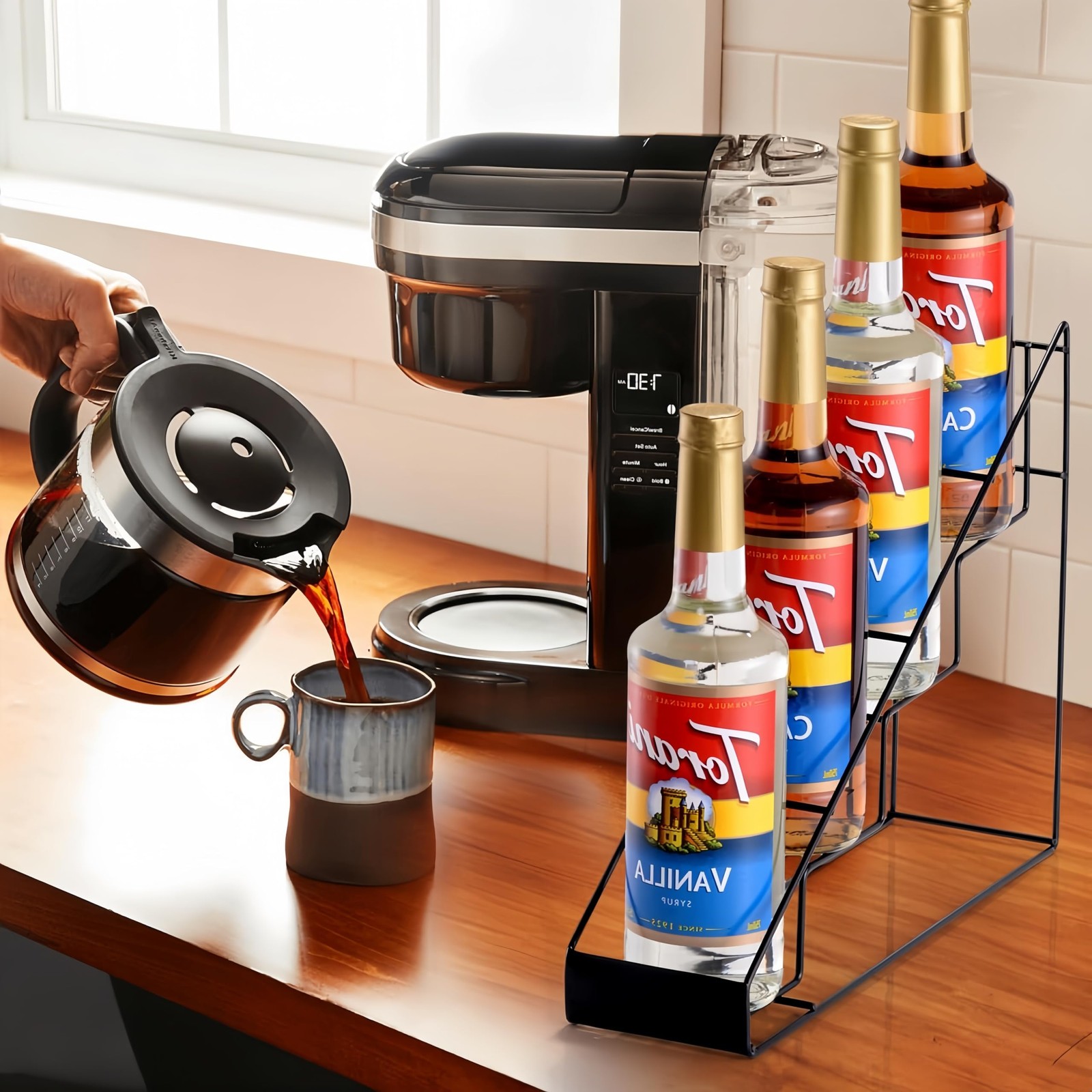 Coffee Syrup Organizer â€“ Coffee Syrup Rack & Stand Compatible with Torani & M