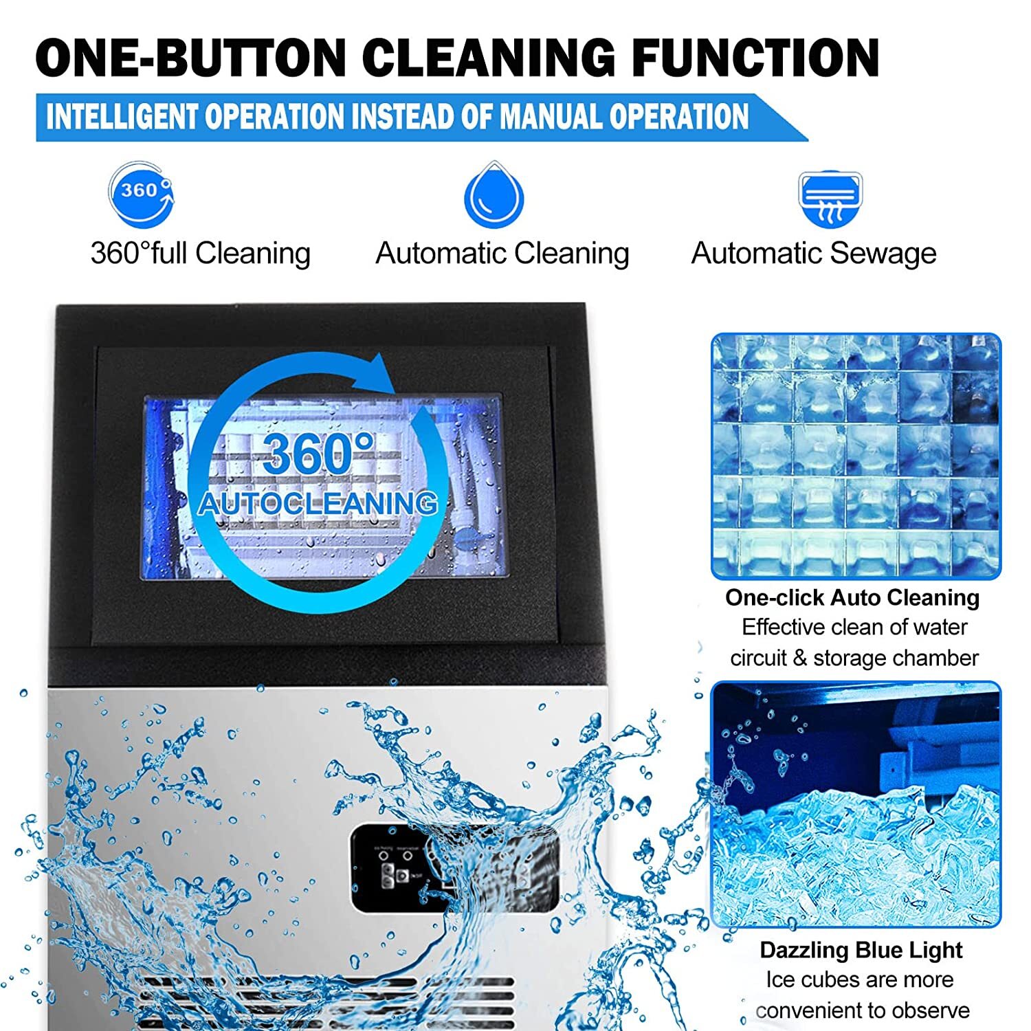 80-150 LB Built-In Commercial Ice Maker Stainless Ice Cube Machine Freestanding