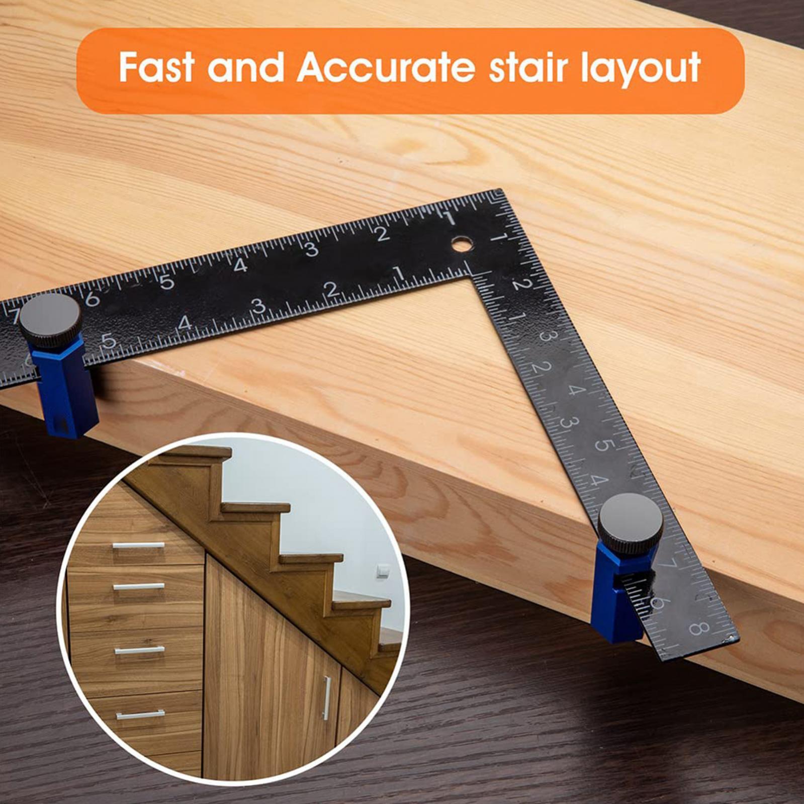 Stair Gauges with Holder for Framing Square Speed Square, Circular Saw Rip Guide