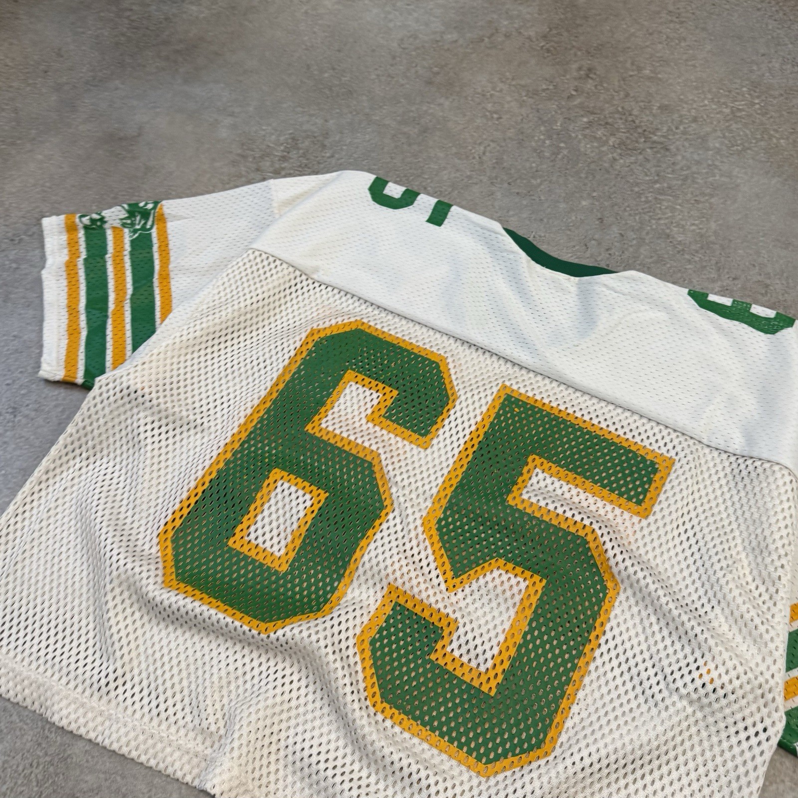 Vintage 80s Boxy Cropped Mesh Practice Football Jersey 2XL White Panthers #65