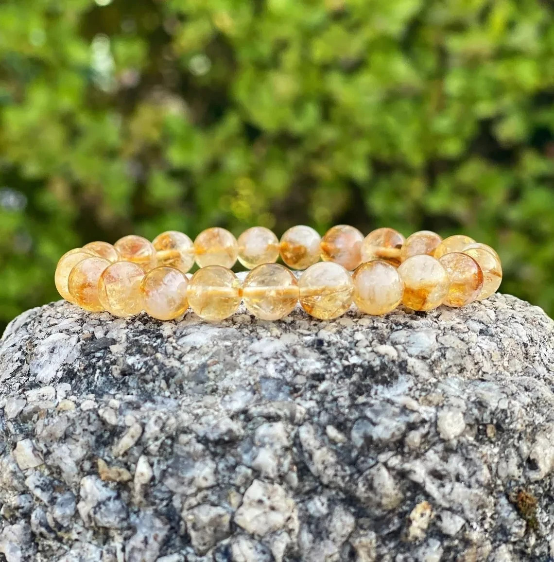 Genuine Citrine Stone Bracelet 8mm Yellow Crystal Gemstone Stretch Bracelet Gift