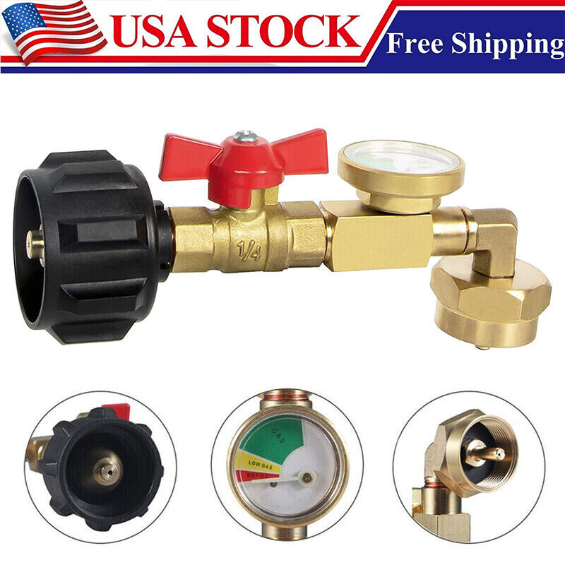 1Lb To 20Lb Tank Propane Refill Adapter With Gauge And ON-Off Control Valve US