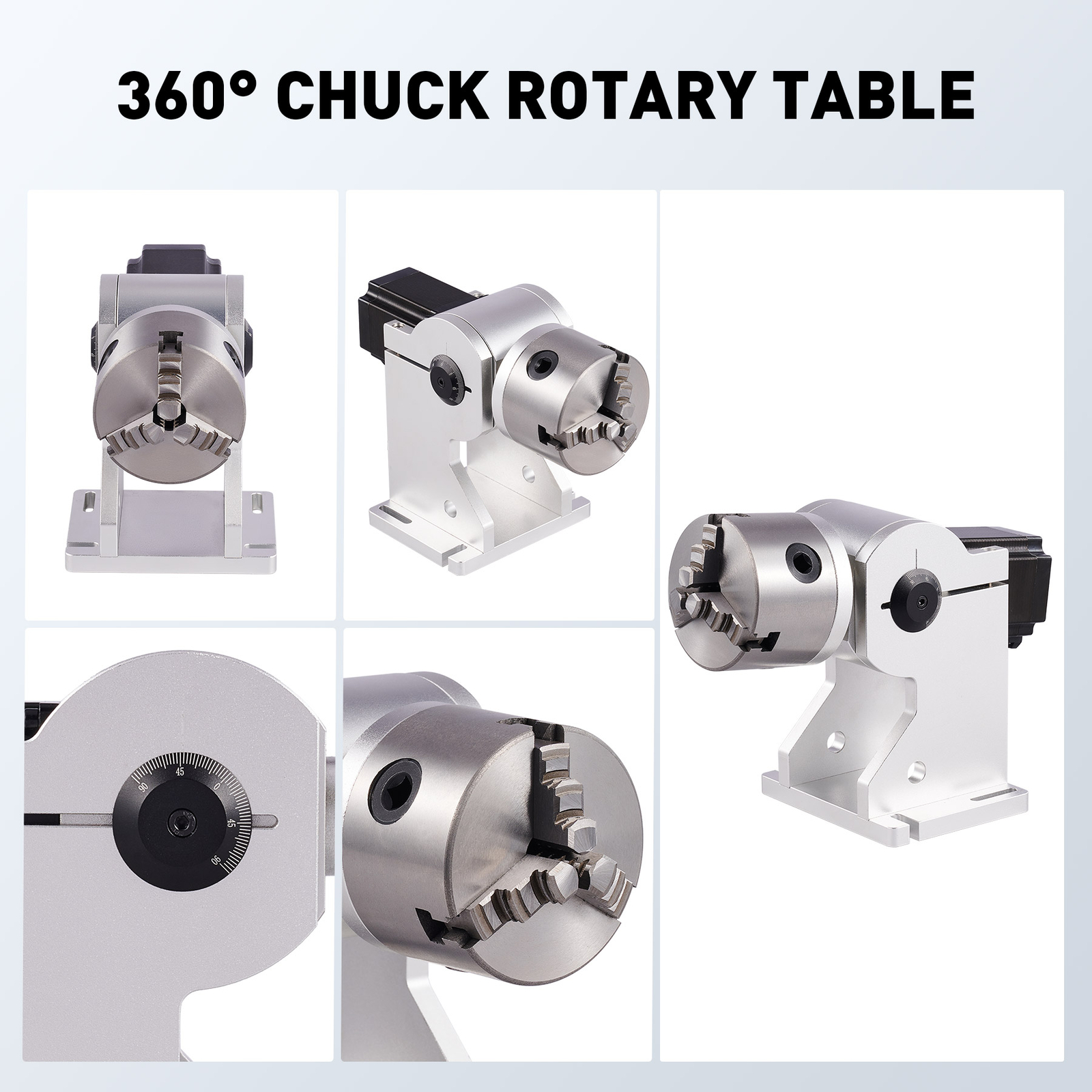 OMTech Rotary Axis 80mm 3 Jaw Rotary Attachment for Fiber Laser Engraver Marker