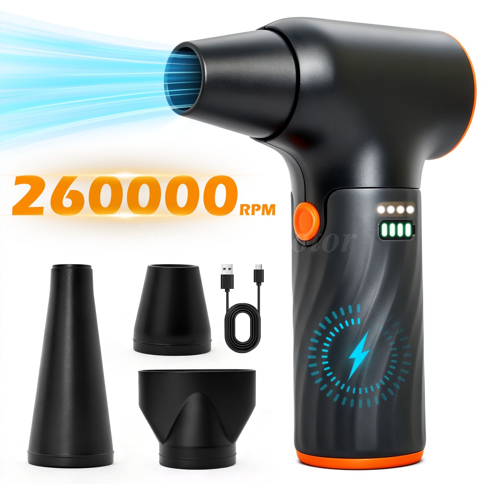 260000RPM Electric Air Duster Cordless Mini Jet Dry Blower Portable Turbo Fan US