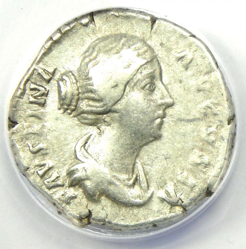Faustina Junior AR Denarius Silver Coin 157-161 AD - Certified ANACS VF35