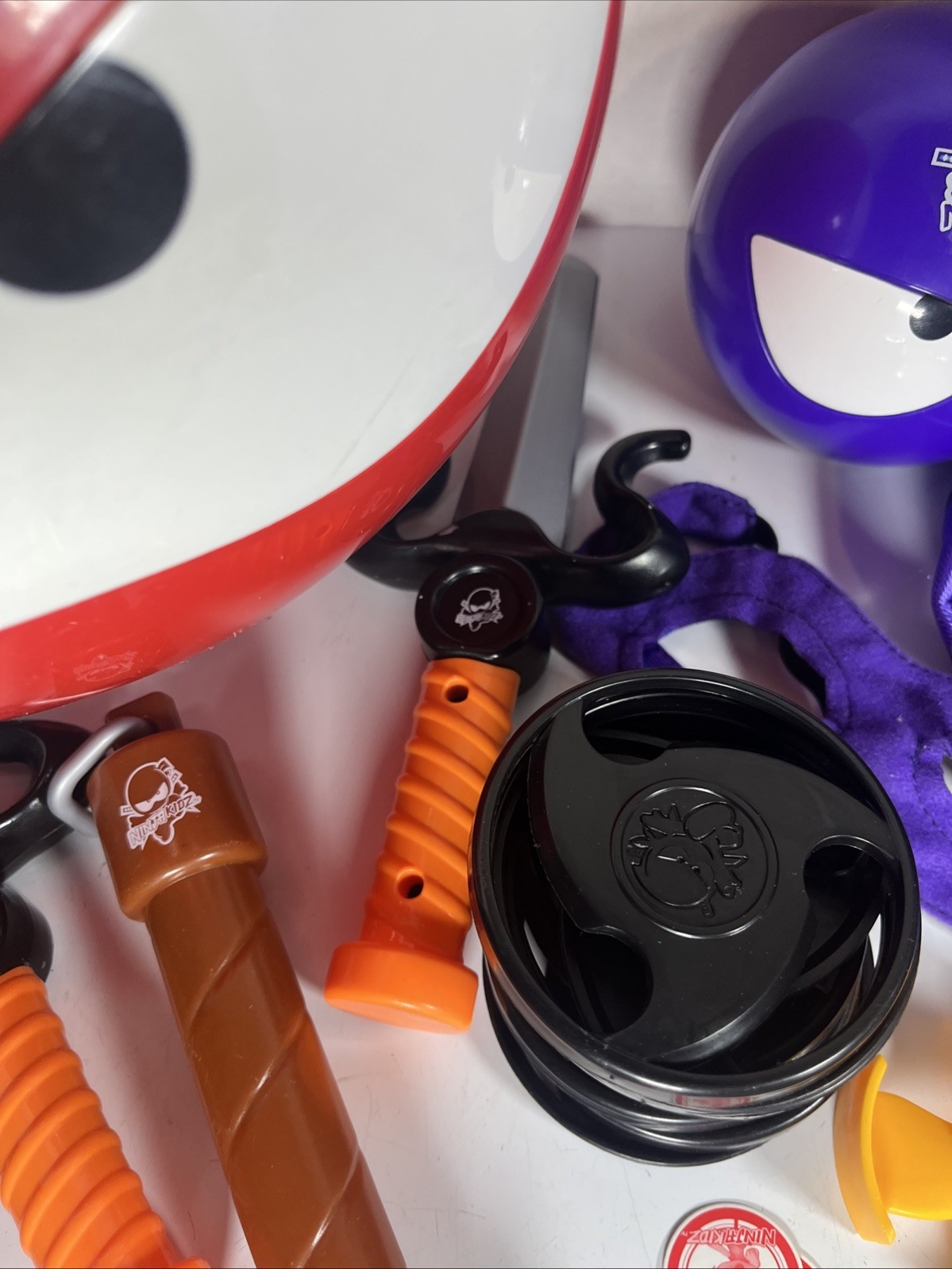 Ninja Kidz Lot Giant Mystery Ball Toy Purple/Red Case Figures Costume Mask Belt
