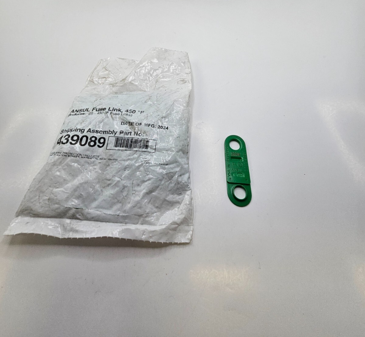 ( QTY 25 ) Ansul Fuse Link 439089 K/SL Style Fusible Links 450° Green