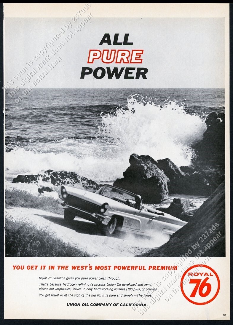 1960 Lincoln Mark V convertible photo Royal 76 Union 76 gas vintage print ad