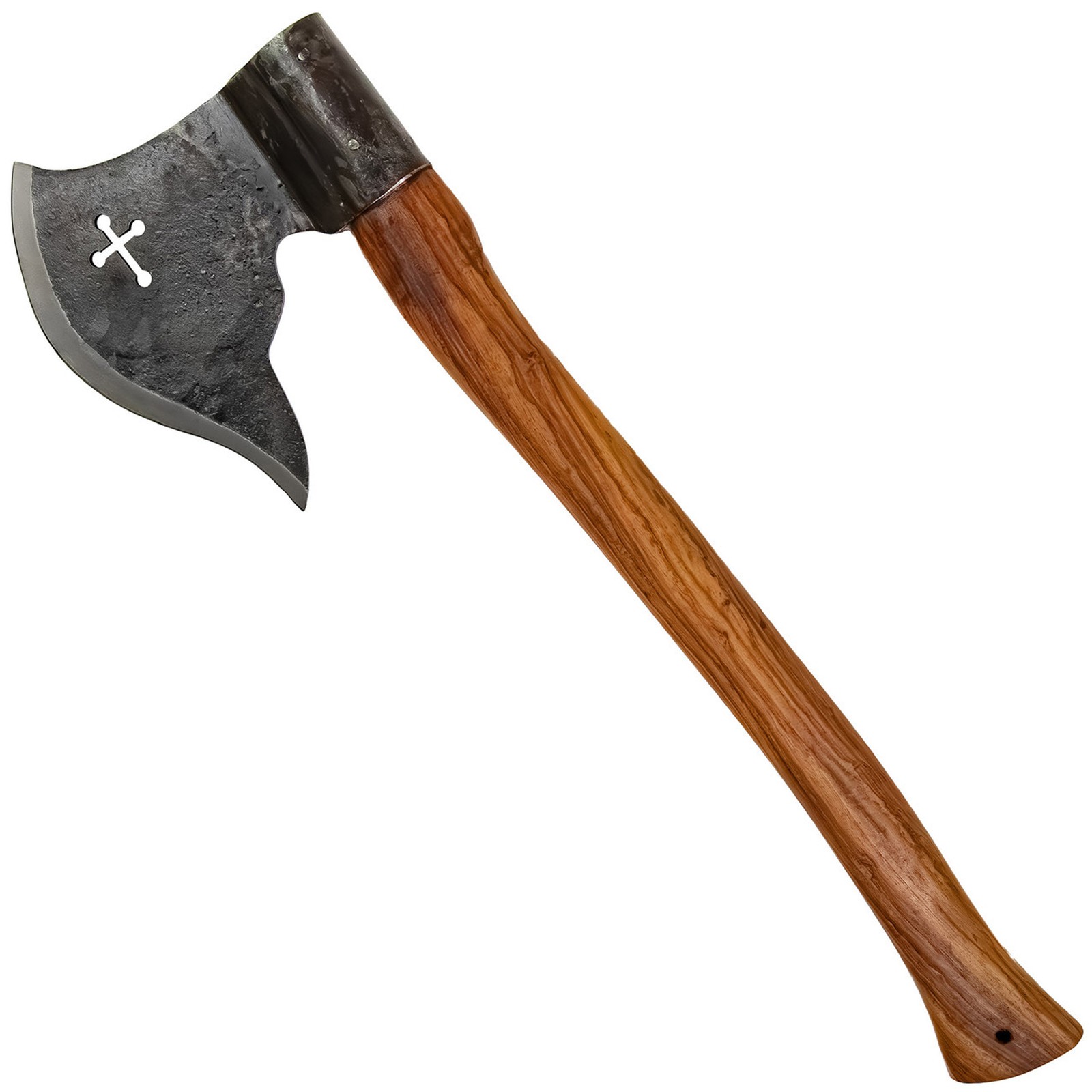 Hand Forged Functional Medieval Outdoor Camping Crusader Cross Cutout Axe