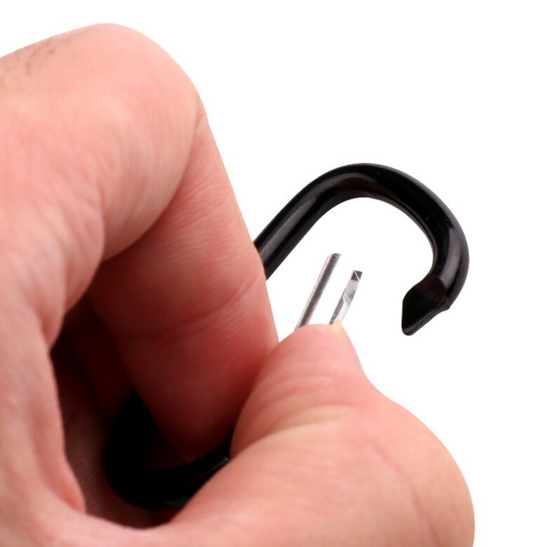 100x Mini Black Carabiners Spring Clip Hook Keychain Key D Ring Hiking Small