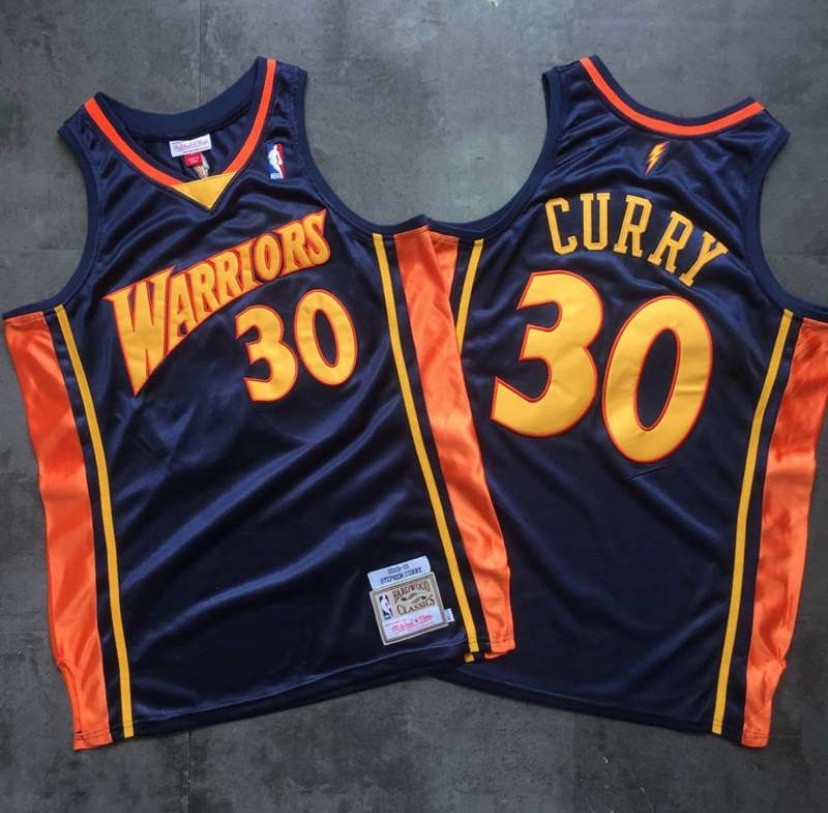 Golden State Warriors Stephen Curry blue retro vintage basketball jersey