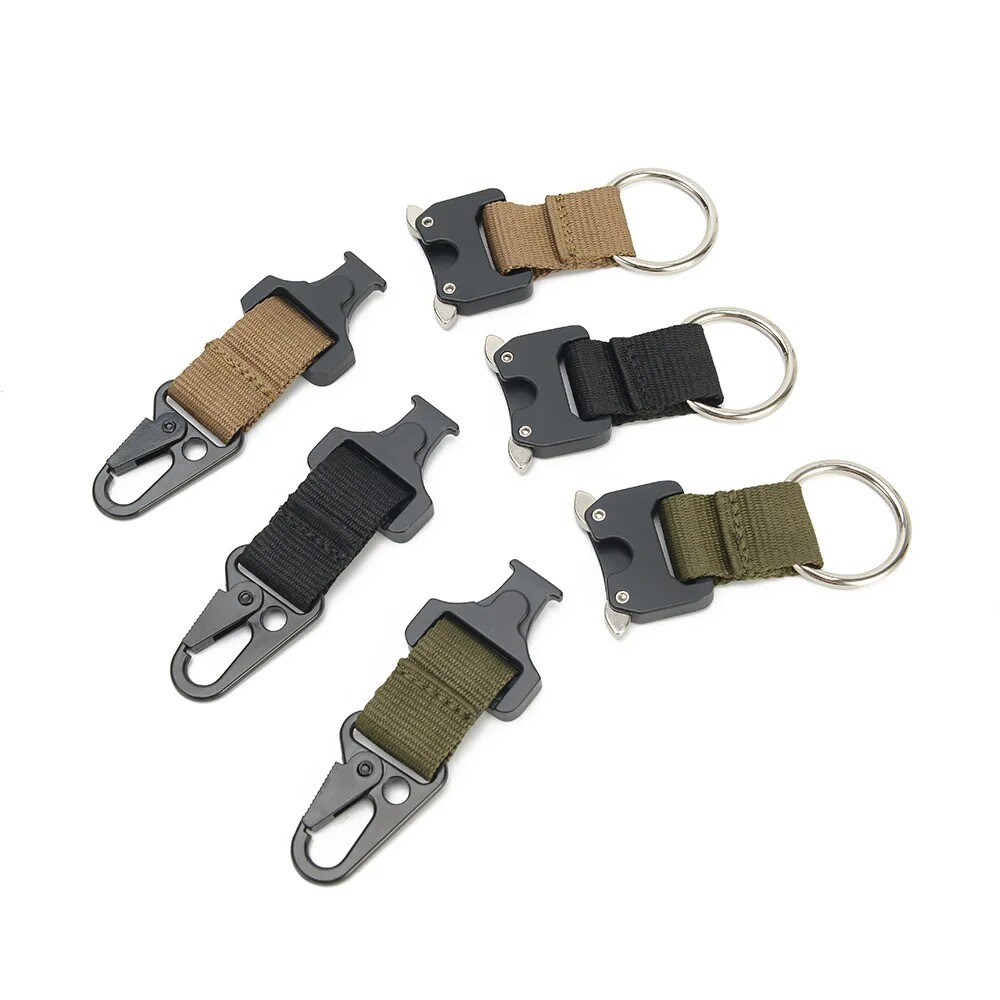 Tactical Keychain with Heavy Duty Quick Release Metal Buckle EDC Gear Clip Ring