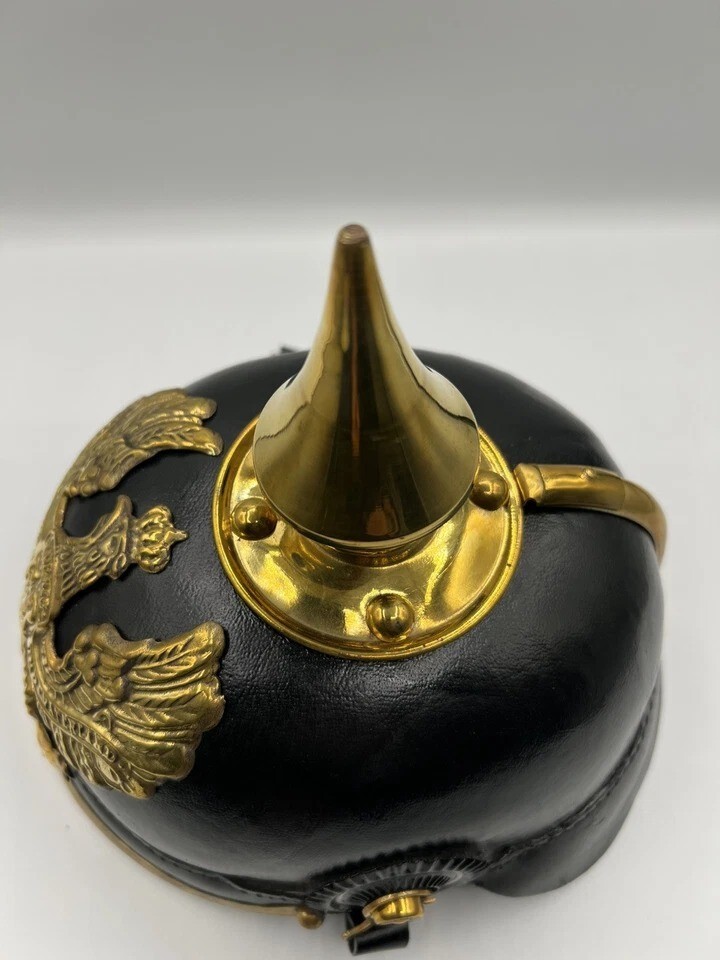 WWI German Pickelhaube Prussian Leather Helmet Spiked Officer Handmade Gift Item