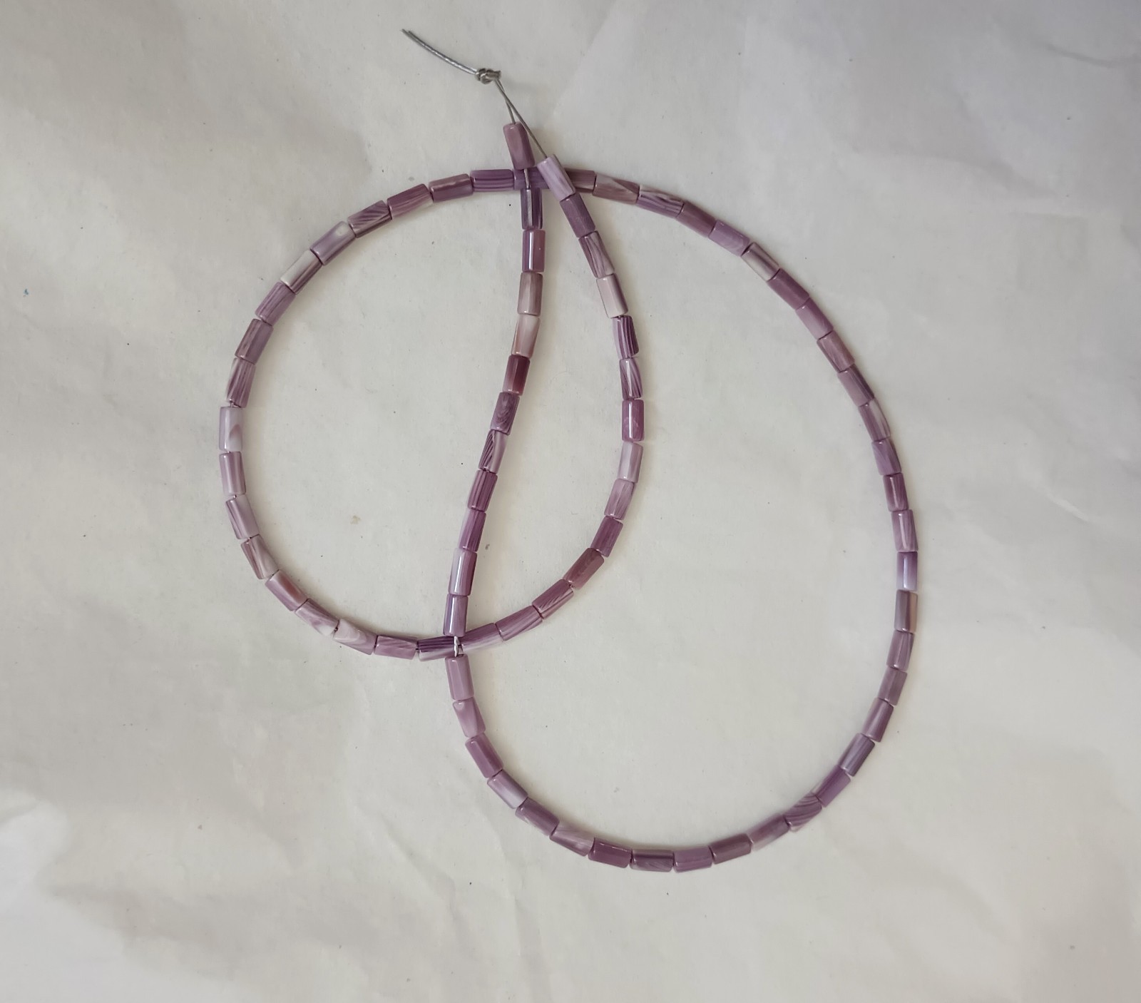 WAMPUM QUAHOG SHELL 2.5-3x5MM PETITE TUBE BEADS - ONE (1) 15.75" Strand - 5524E