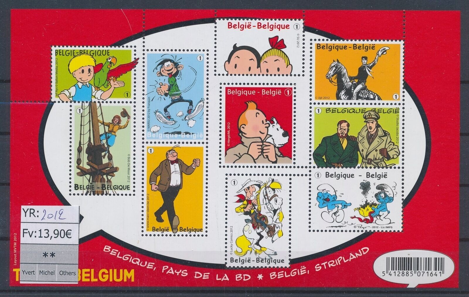 BELGIUM - 2012 Comic Strip Characters souvenir sheet #2591 - VF MNH