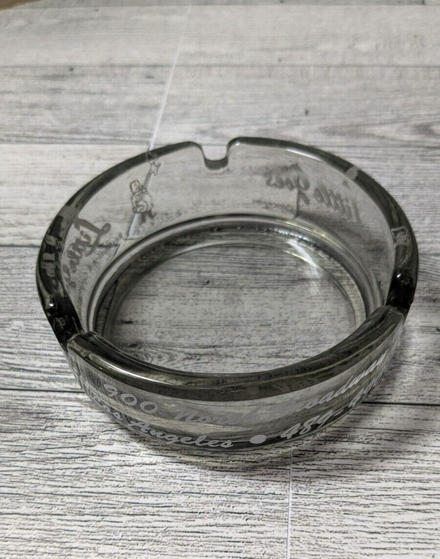 Vintage Little Joe’s Restaurant Round Glass Ashtray Gray Tone Los Angeles