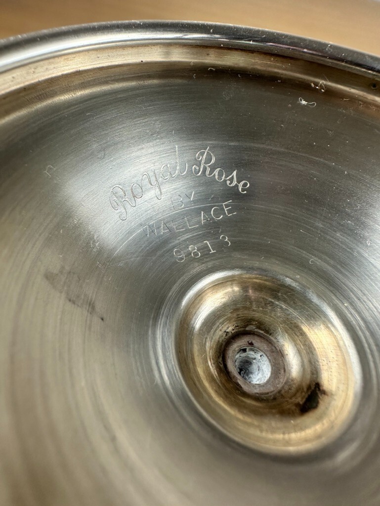 VINTAGE WALLACE ROYAL ROSE SILVER COMPOTE TAZZA FOOTED TRAY