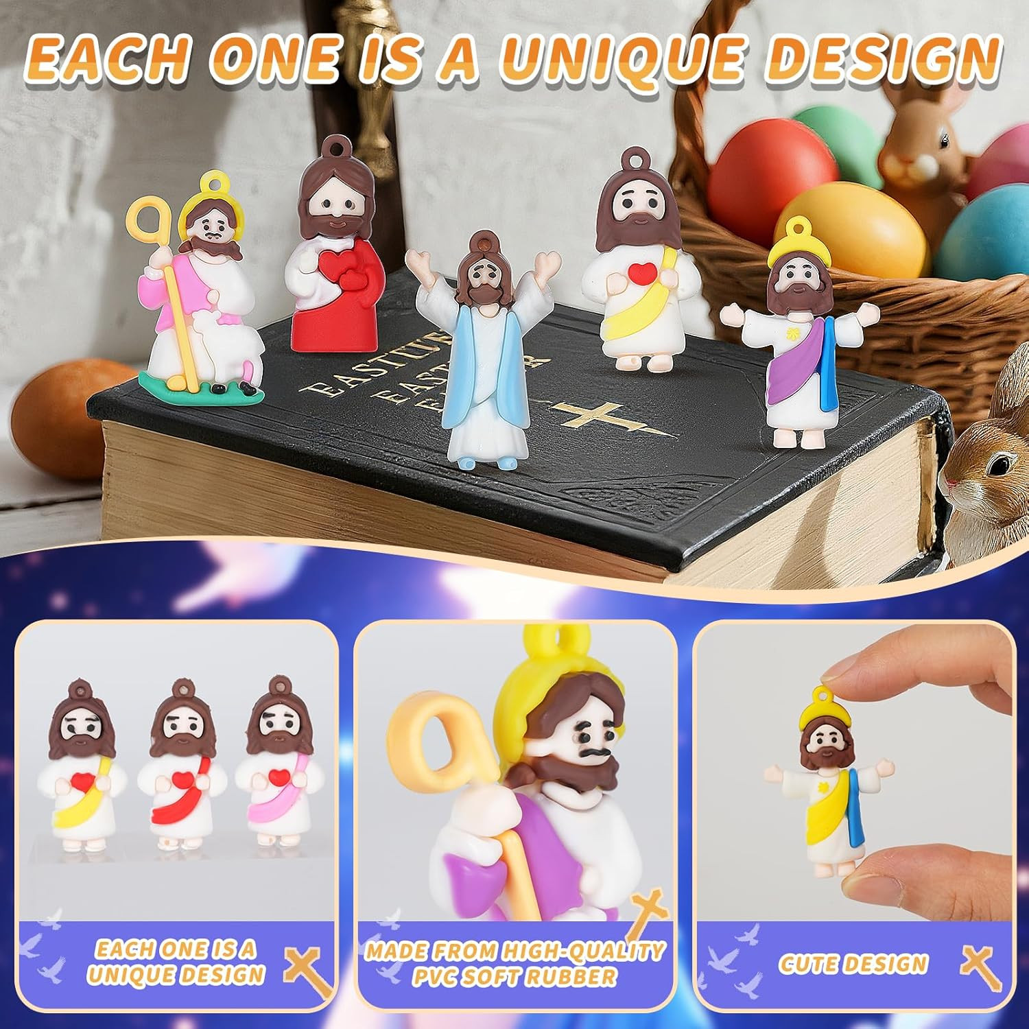 Little Jesus Figures, 60PCS Mini Jesus Figurines in Bulk, Jesus Loves You Tiny J