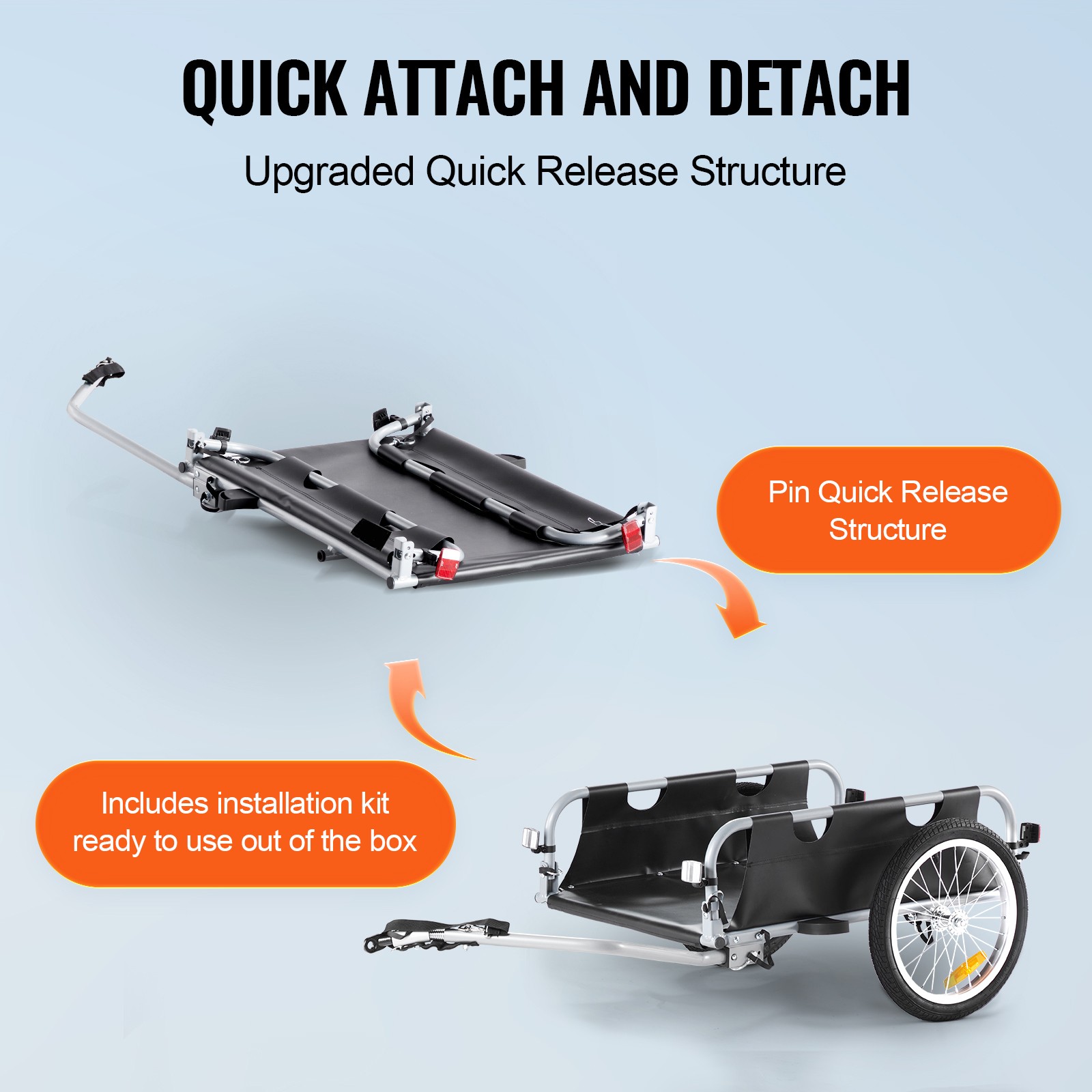 Bike Cargo Trailer Bicycle Carrier Storage Cart 100lbs Load Aluminum Alloy