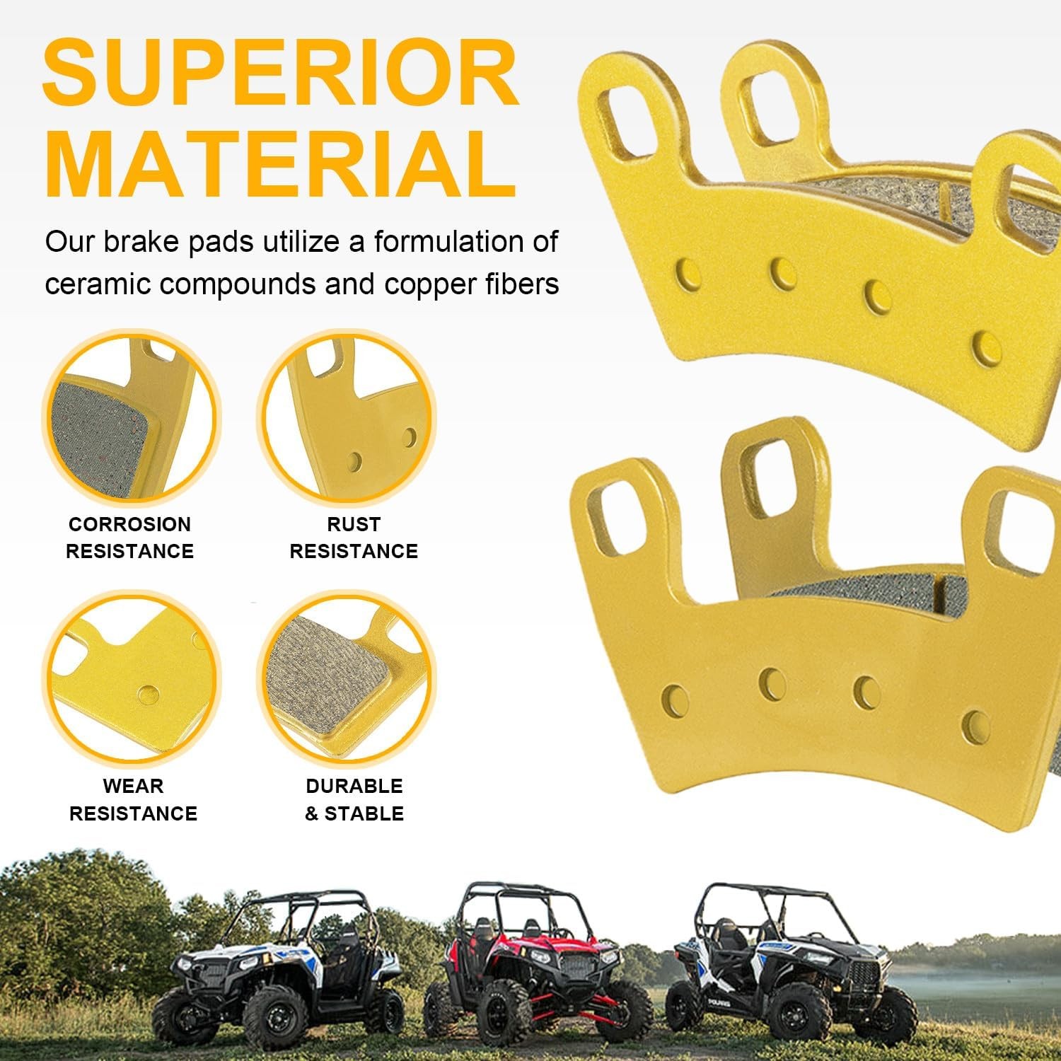 Front & Rear Parking Brake Pads For Polaris Razor RZR 570/800/900/1000 S 800 900