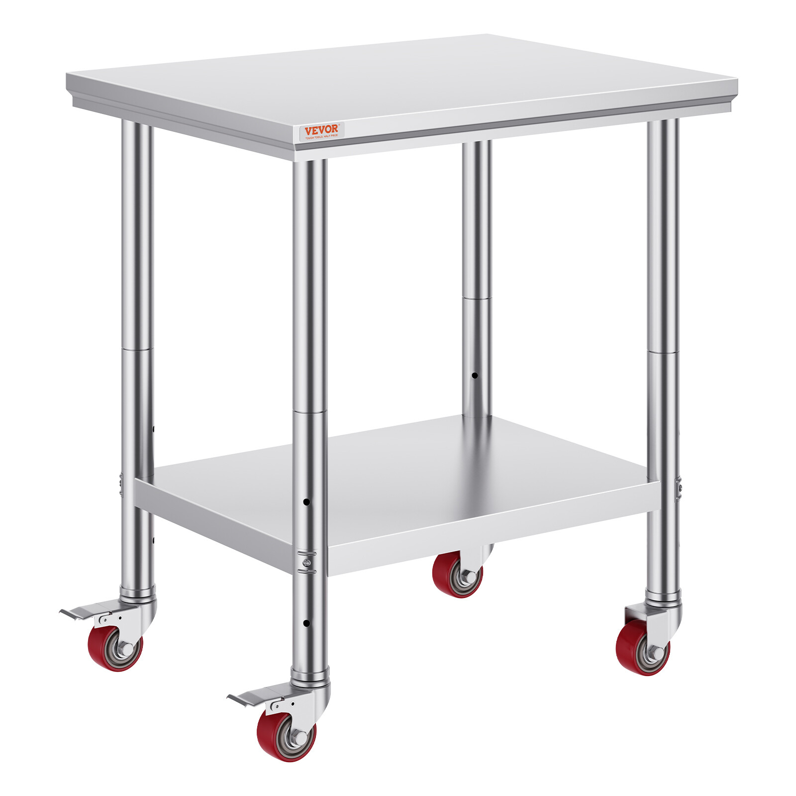 Rolling Stainless Steel Work Table 30"x24" Cart + Casters Undershelf Heavy Duty