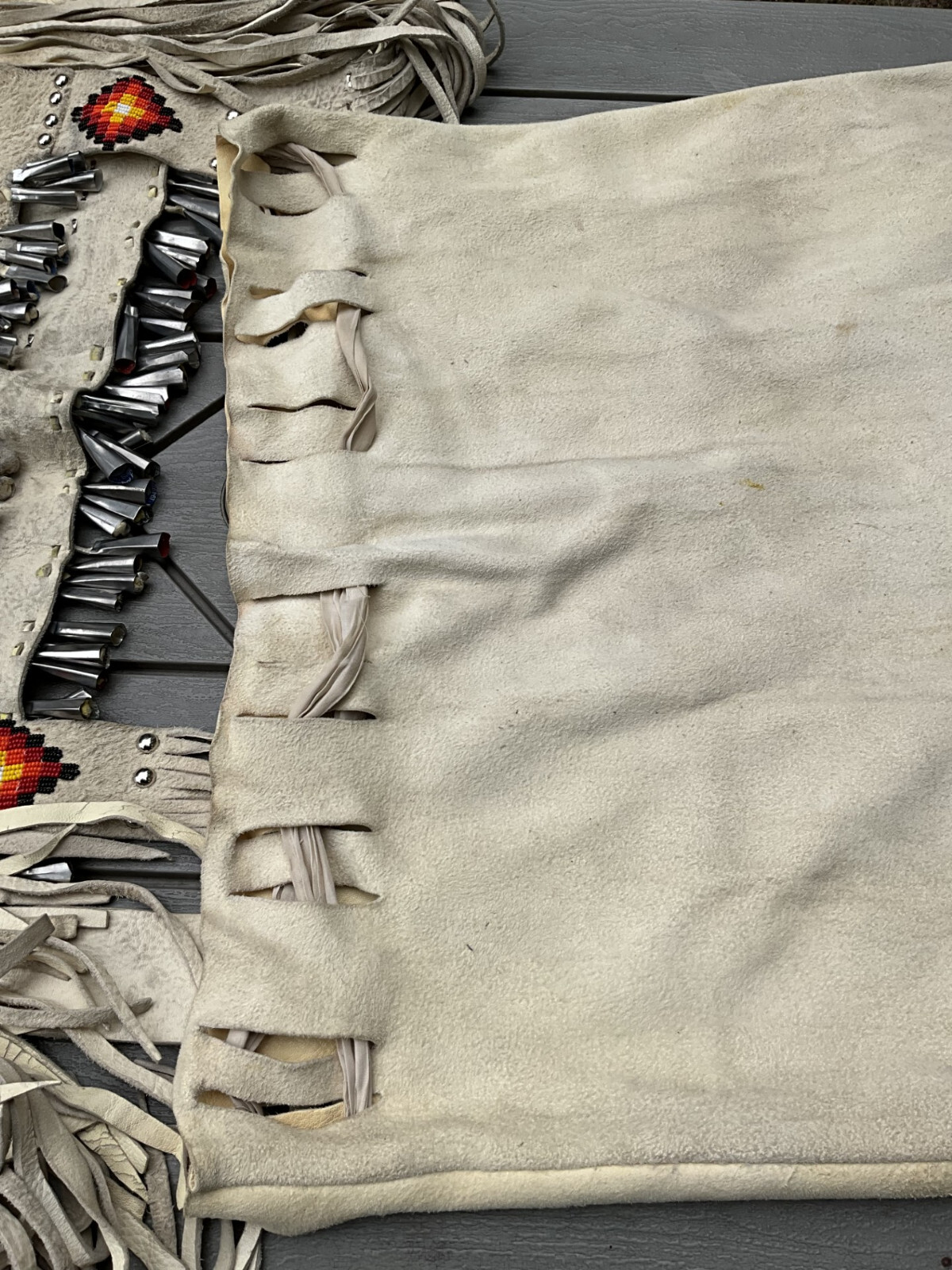 Vintage? Native American Apache Beaded Leather Dress With Tin Cones