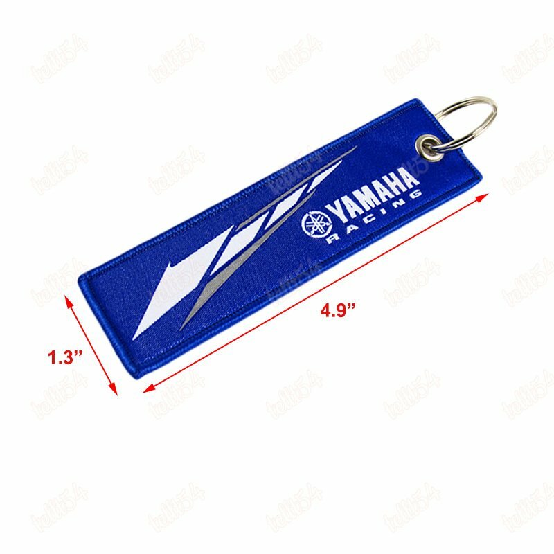 For YAMAHA Bike Double Side Keychain Backpack key Ring Cell Holders Tag Blue