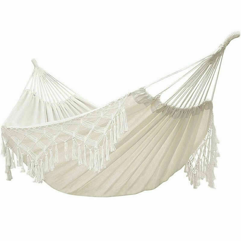 Boho Tassel Nest Hammock Swing Chair Bed Brazilian Macrame Fringed Net 2 Person