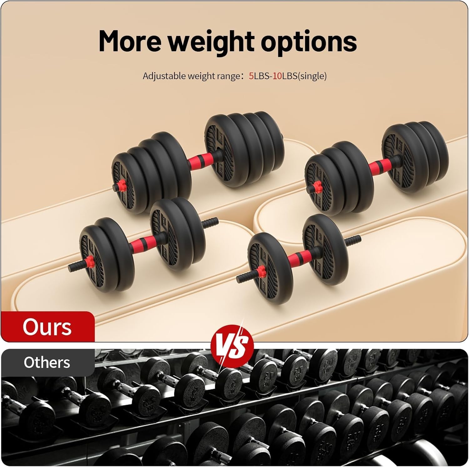 Space-Efficient 4-in-1 Adjustable Dumbbell Set (20-80lbs) - Ideal for Home Use