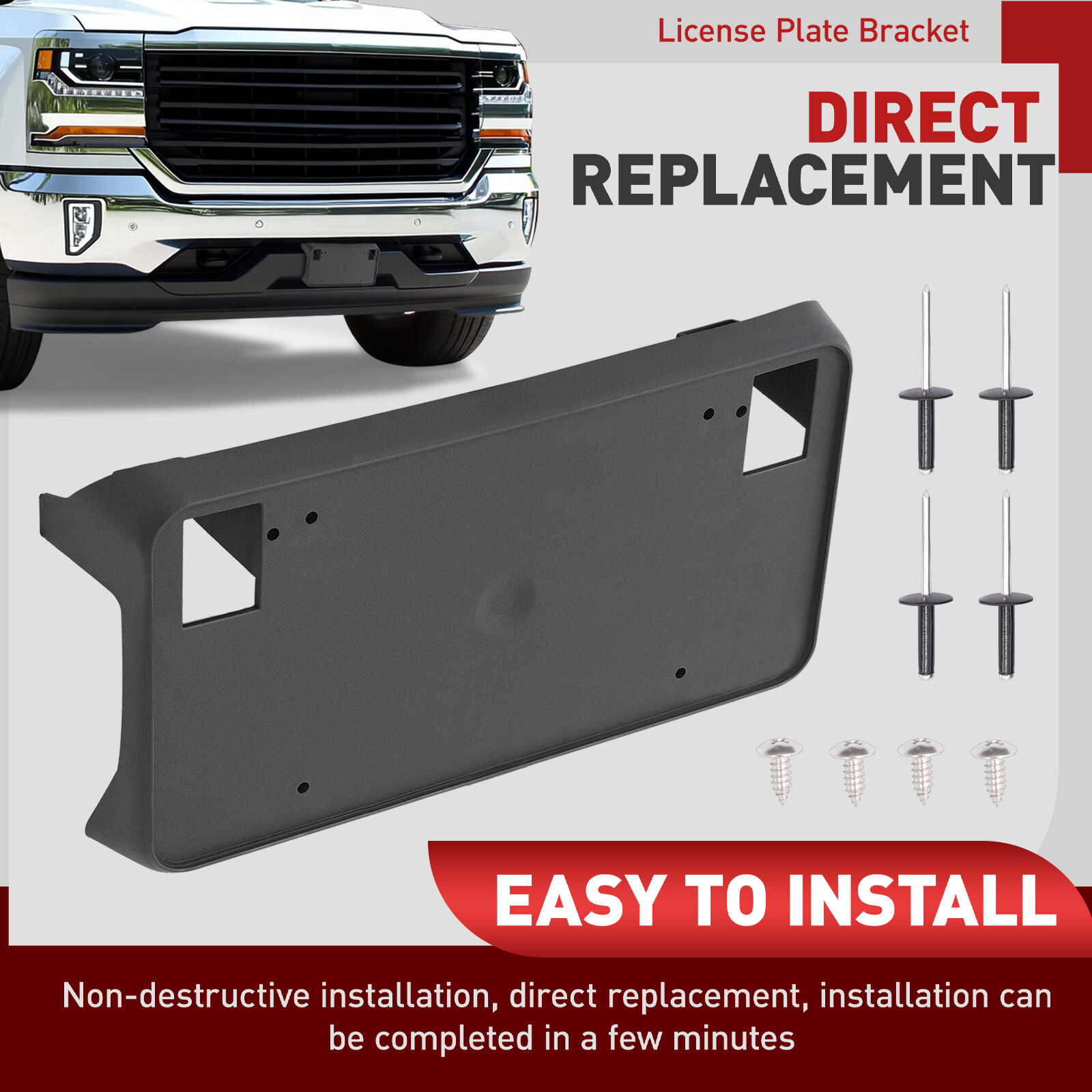 Front License Plate Bracket Mount Holder For Chevy Silverado 1500 2016-2018 2019