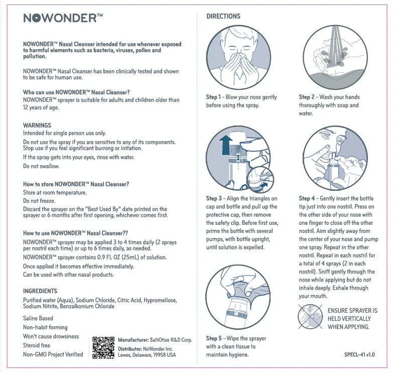 5-PACK NOWONDER (Previously Enovid) SaNotize Nitric Oxide Nasal Spray