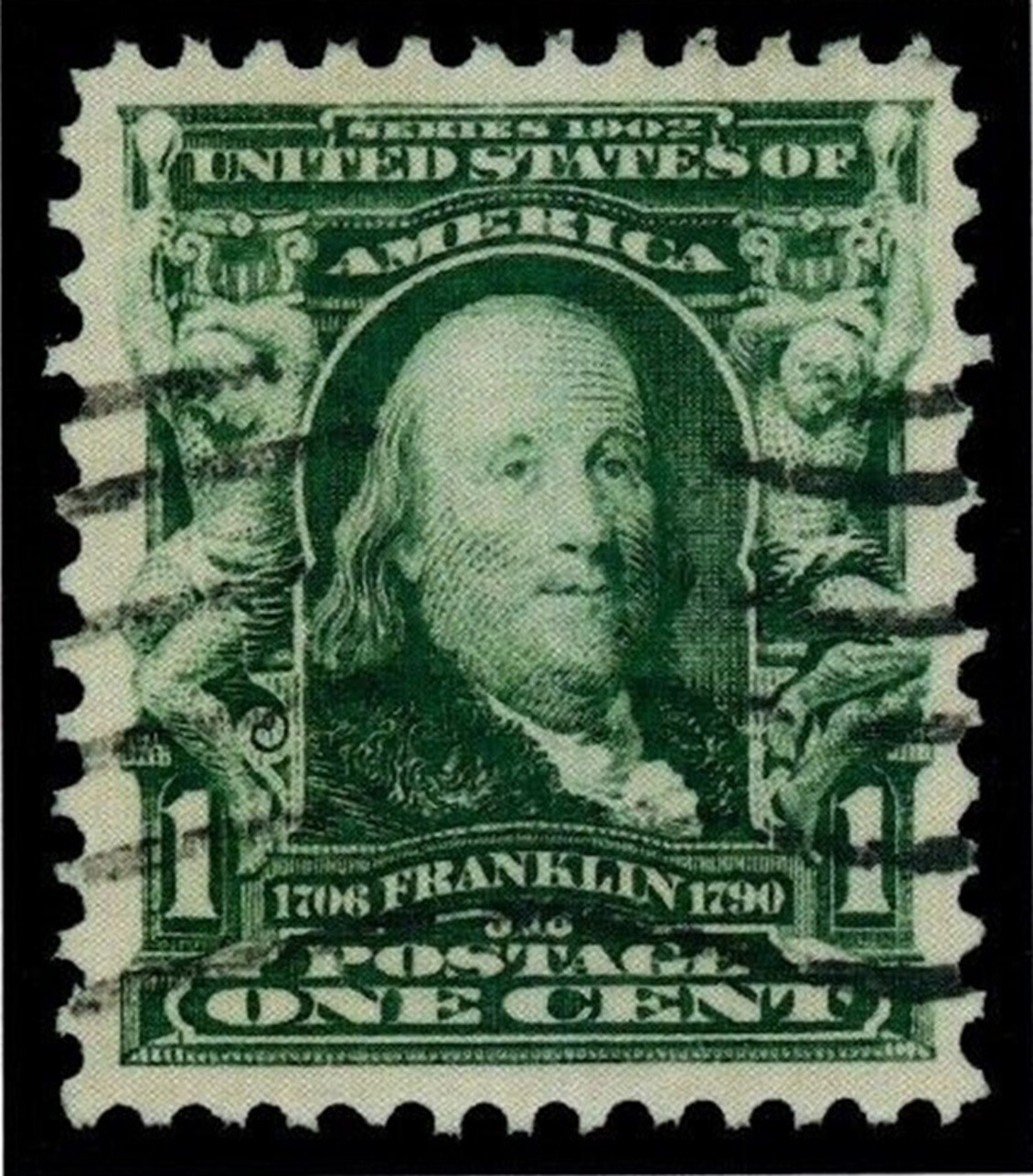 300 (1c Frkln) - GEM CENTER - REMARKABLY STRUCK "FACE-FREE" Cancel - PSE CERT !!
