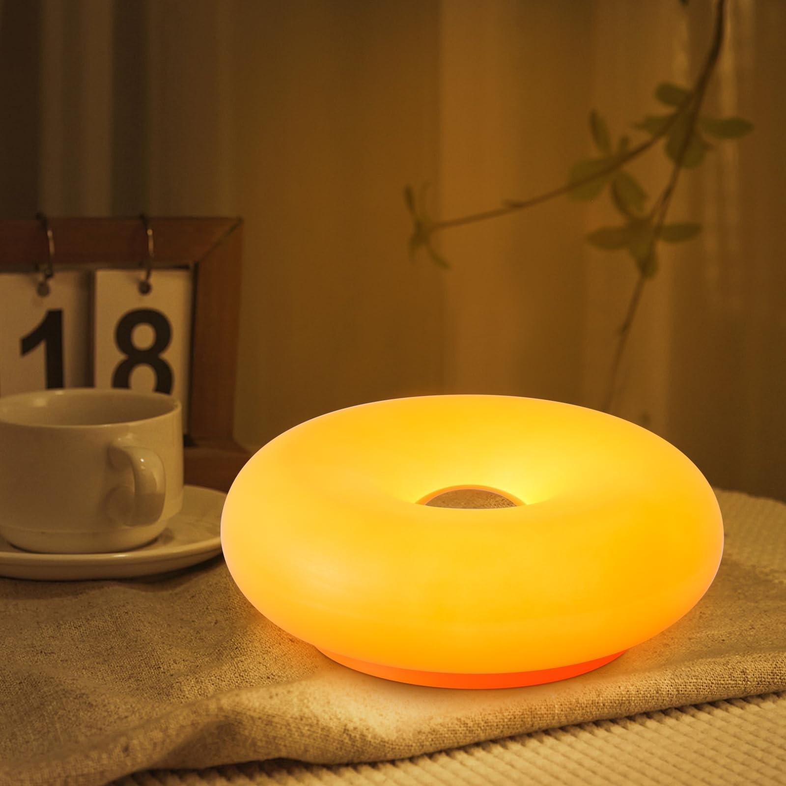 Aesthetic Doughnut Night Lamp-3 Cozy Ambient Light,Touch Control,Acrylic lampsha